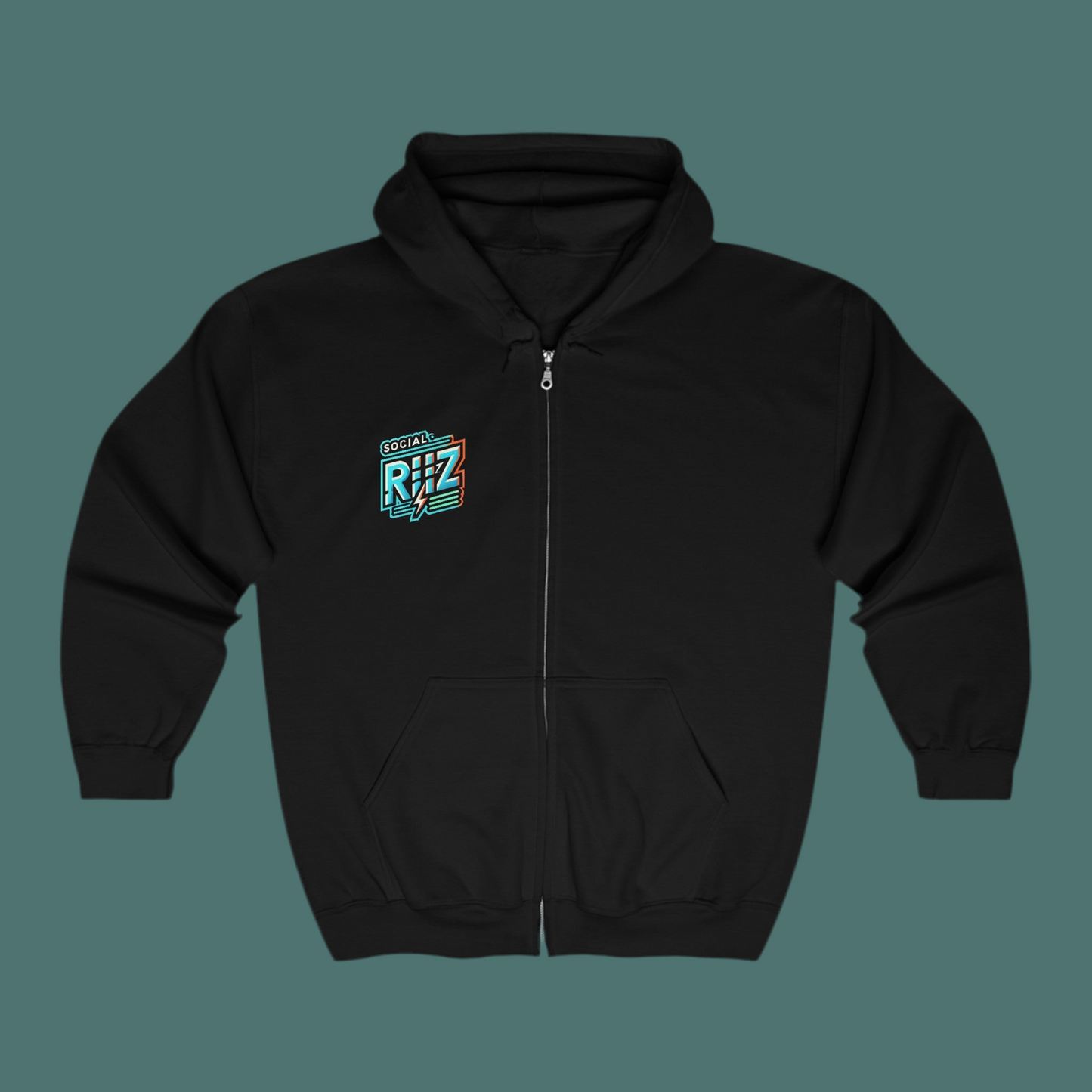 Social Riiz - Front and Back - Full Zip Hooded Sweatshirt