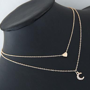 Collar de dos capas con luna y corazón