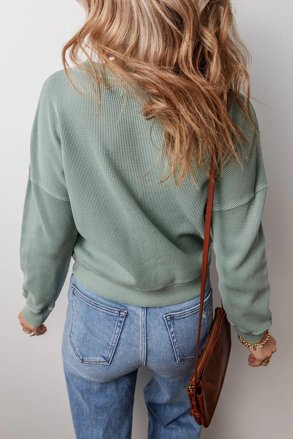 Textured Cozy Long Sleeve Relaxed Fit Top