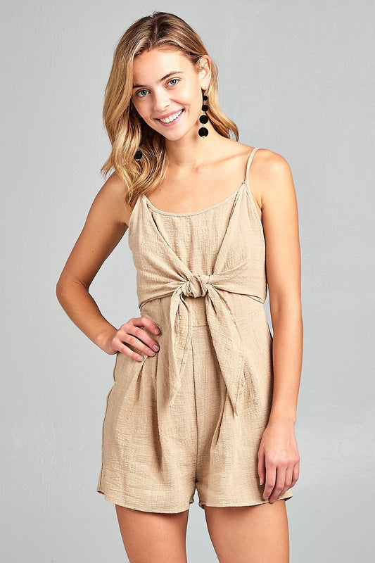 Women's Front Tie Tank Romper with Open back