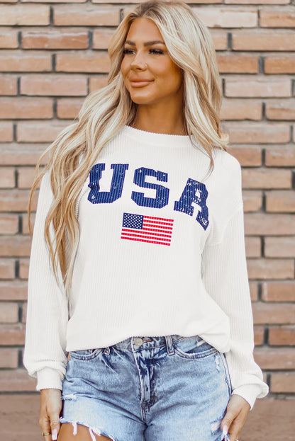 USA Sweater - Letter Graphic Long Sleeve Sweatshirt | Cozy & Stylish