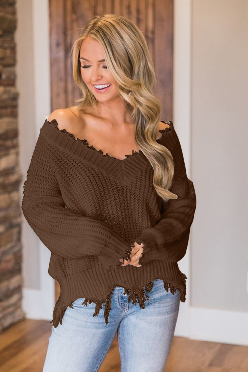 Edge Fray Relaxed Sweater