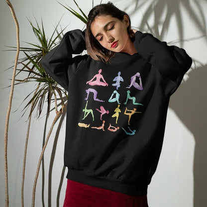 Yoga Themed Crewneck Sweatshirt – Find Comfort in Every Pose