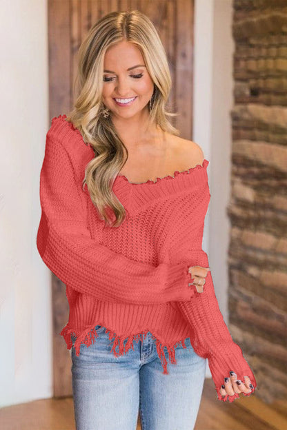 Edge Fray Relaxed Sweater