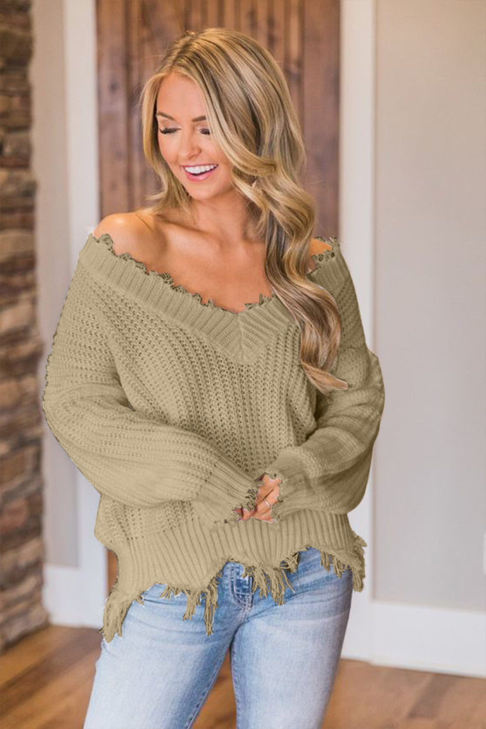 Edge Fray Relaxed Sweater