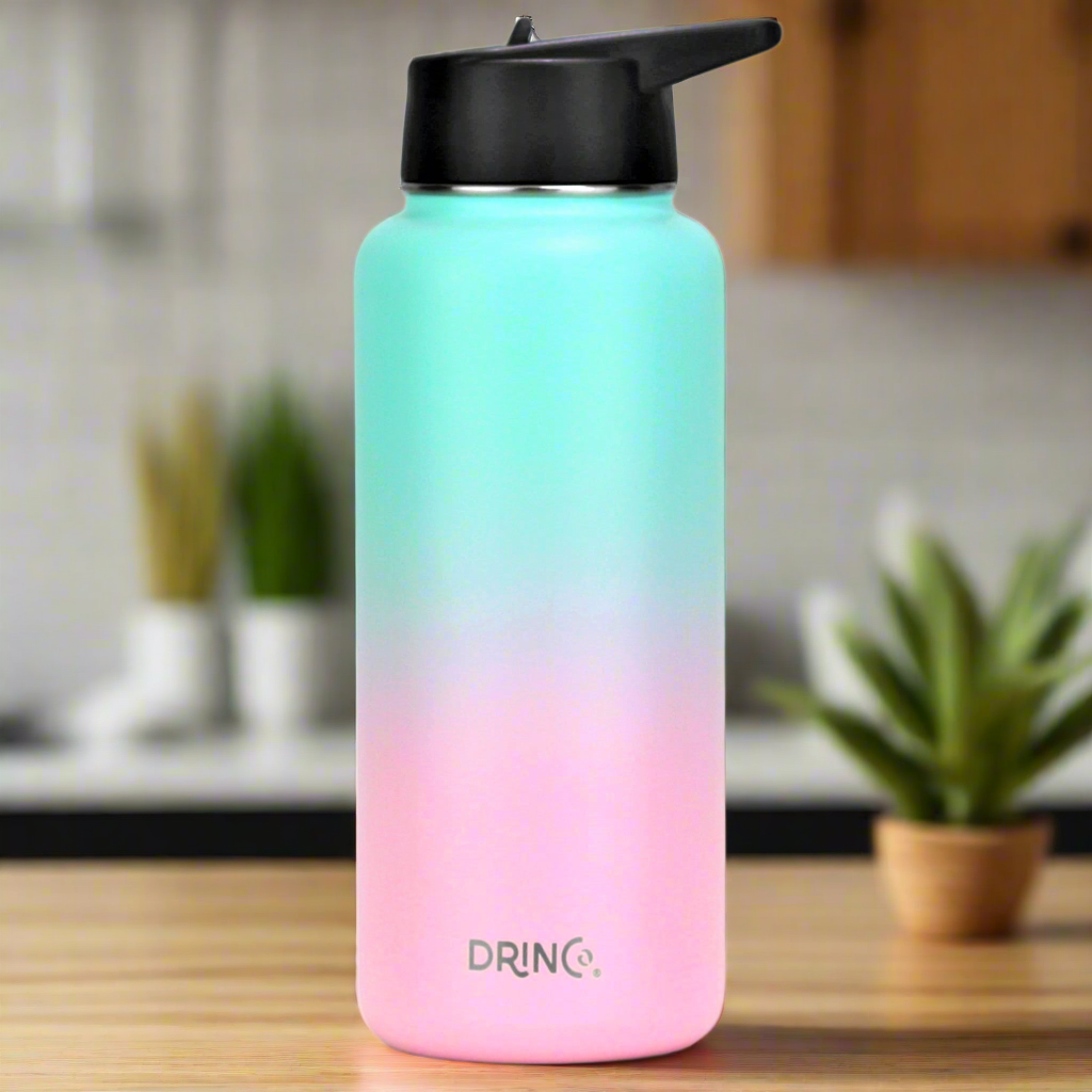 DRINCO® 32oz Stainless Steel Water Bottle (3 lids) - Macaron