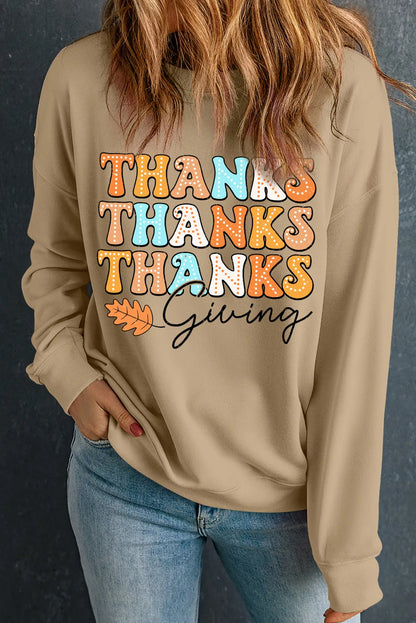 Thanksgiving Round Neck Dropped Shoulder Sweatshirt – Cozy Comfort for the Holiday Season