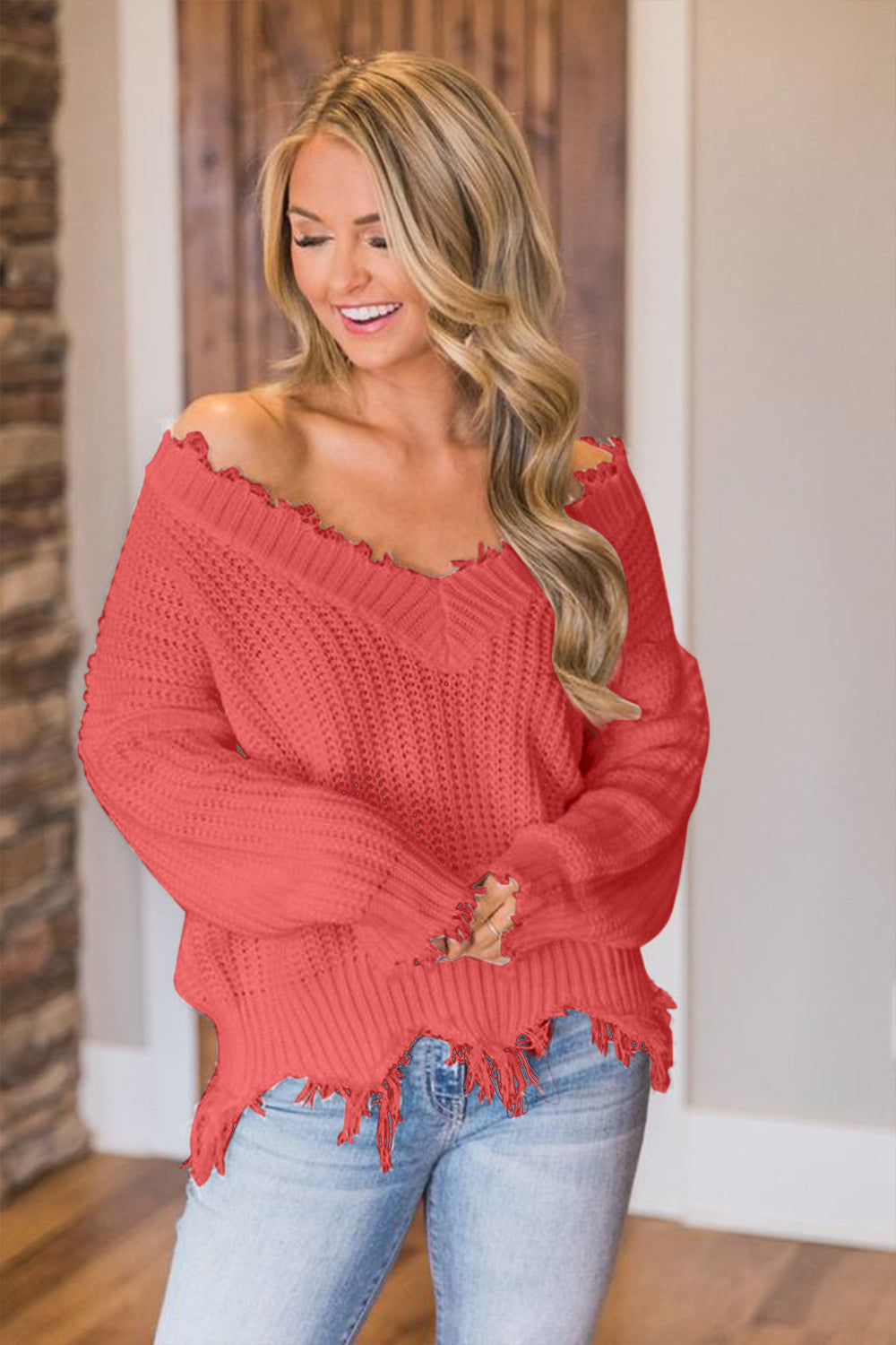 Edge Fray Relaxed Sweater