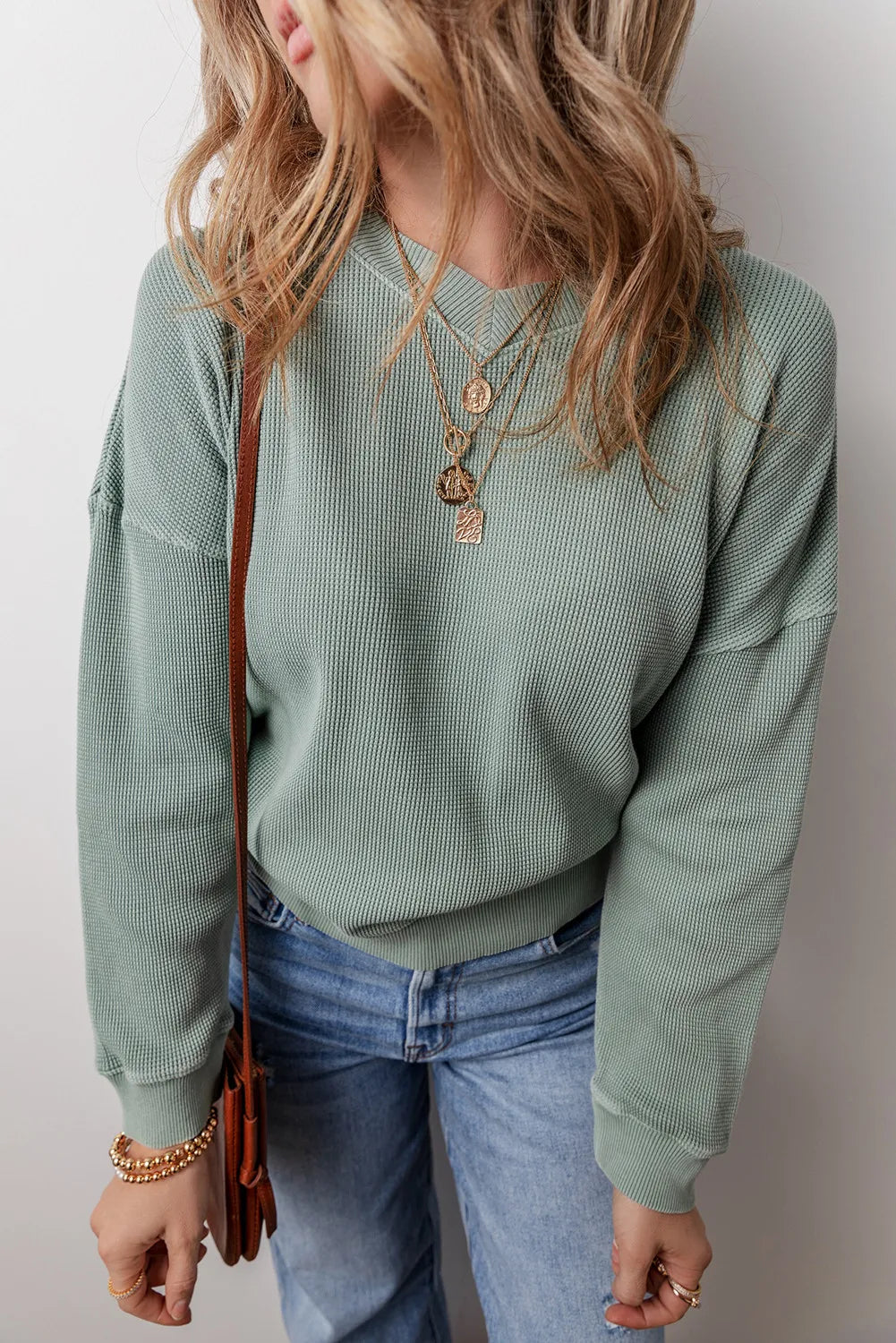 Textured Cozy Long Sleeve Relaxed Fit Top