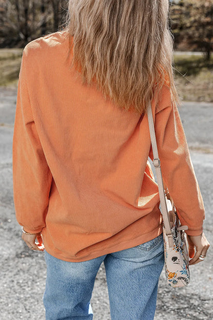 Pumpkin Spice Letter Graphic Long Sleeve Sweatshirt – Cozy Orange Rust Fall Sweater