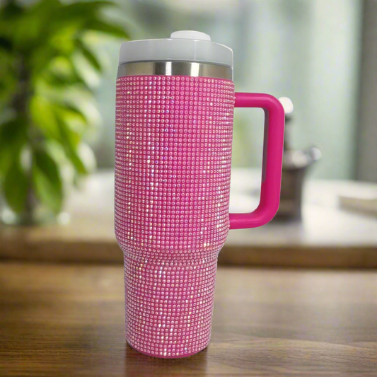 Rhinestone Stainless Steel Tumbler with Straw