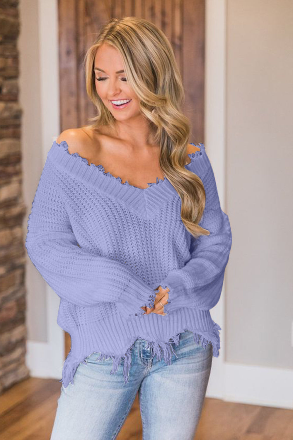 Edge Fray Relaxed Sweater