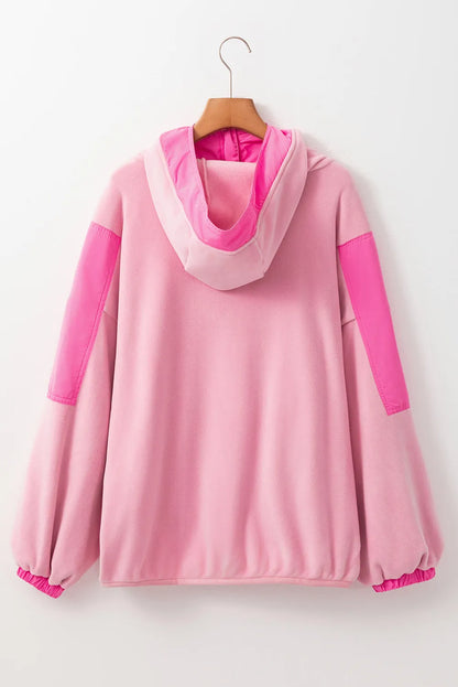 Color Block Half Zip Long Sleeve Hoodie