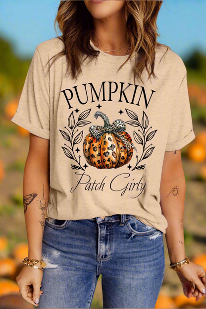 Pumpkin Graphic Round Neck Short Sleeve T-Shirt