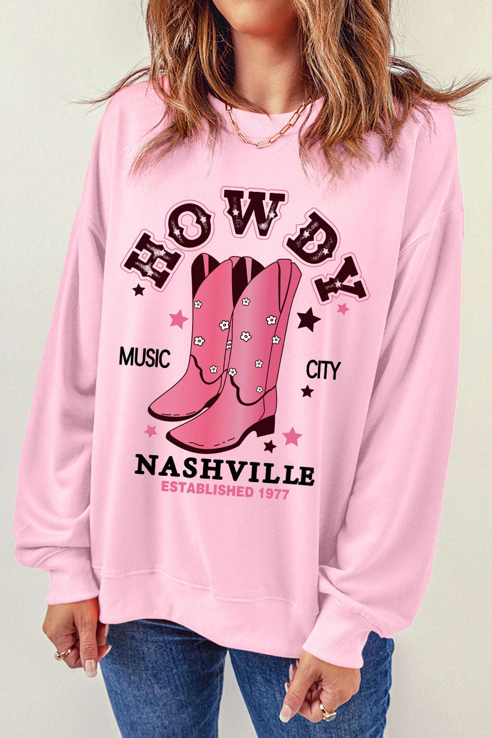 Howdy Cowboy Graphic Dropped Shoulder Sweatshirt