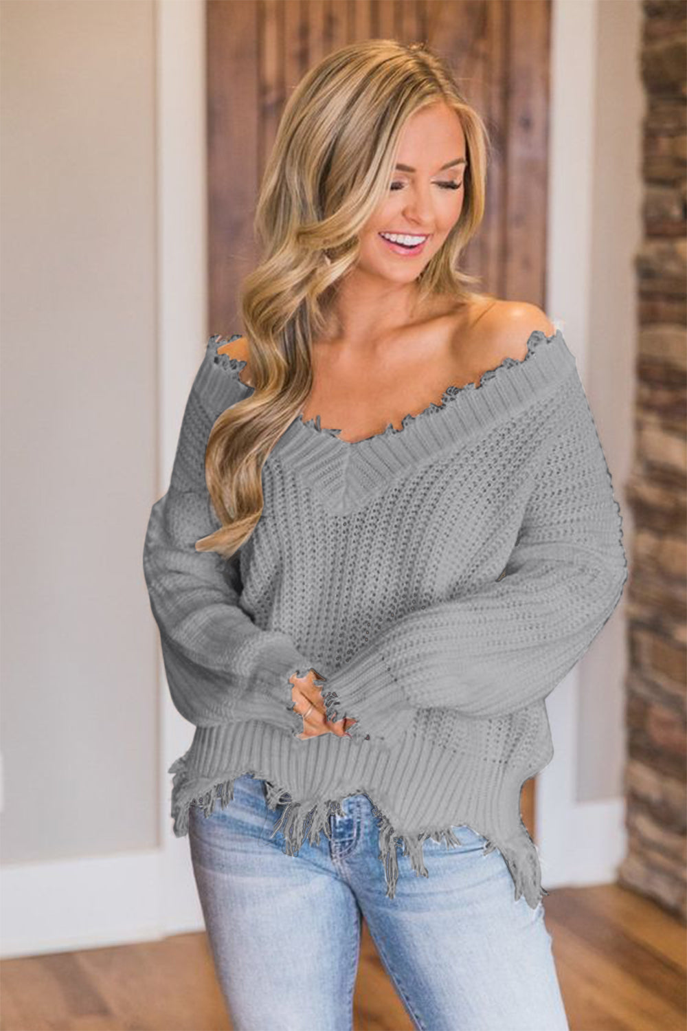 Edge Fray Relaxed Sweater