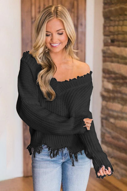 Edge Fray Relaxed Sweater