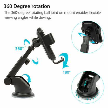 Qi Wireless Fast Charging Car Charger & Mount Holder – 2-in-1 Stand for Easy, On-the-Go Charging