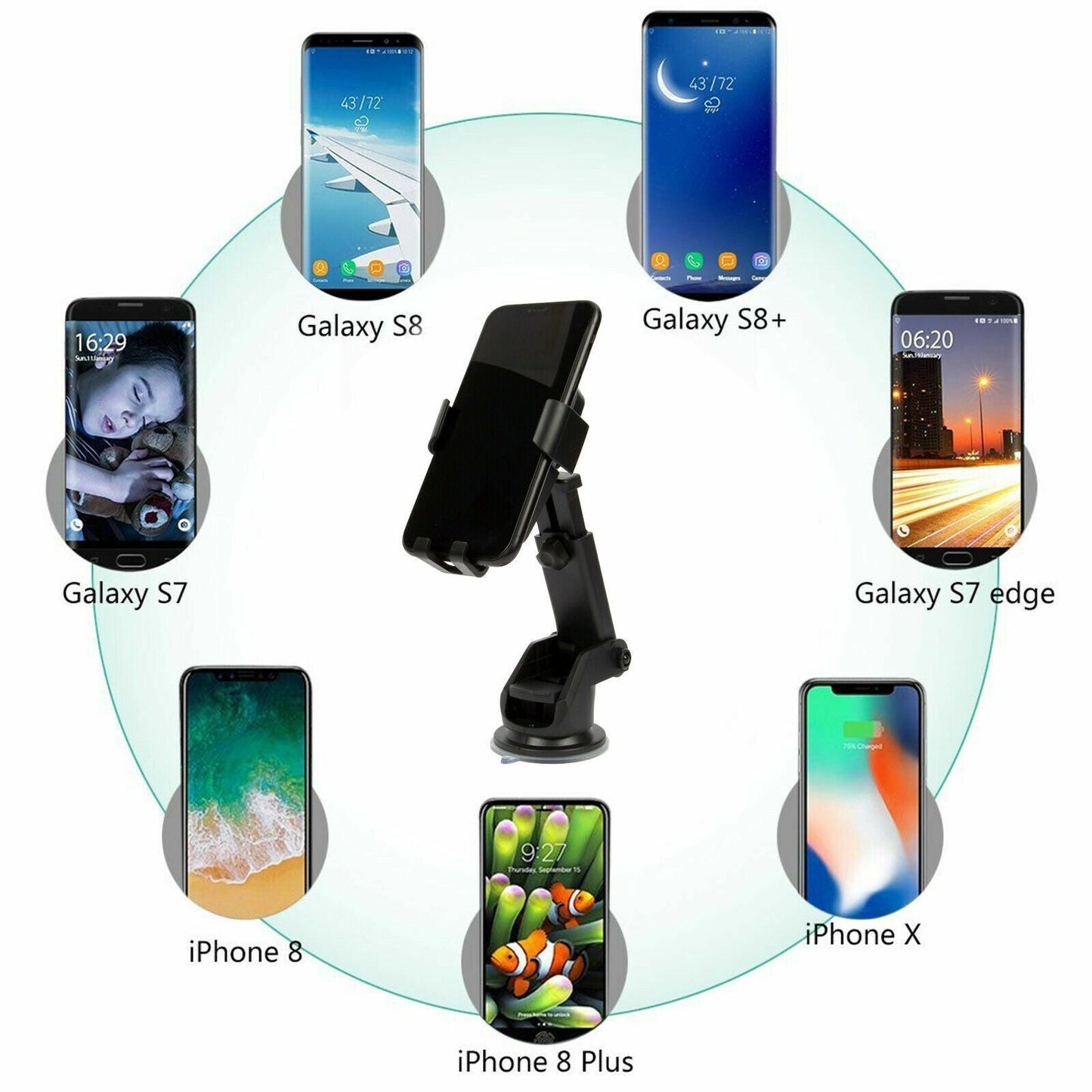 Qi Wireless Fast Charging Car Charger & Mount Holder – 2-in-1 Stand for Easy, On-the-Go Charging