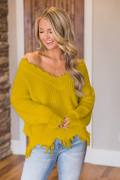 Edge Fray Relaxed Sweater