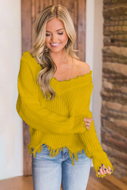 Edge Fray Relaxed Sweater