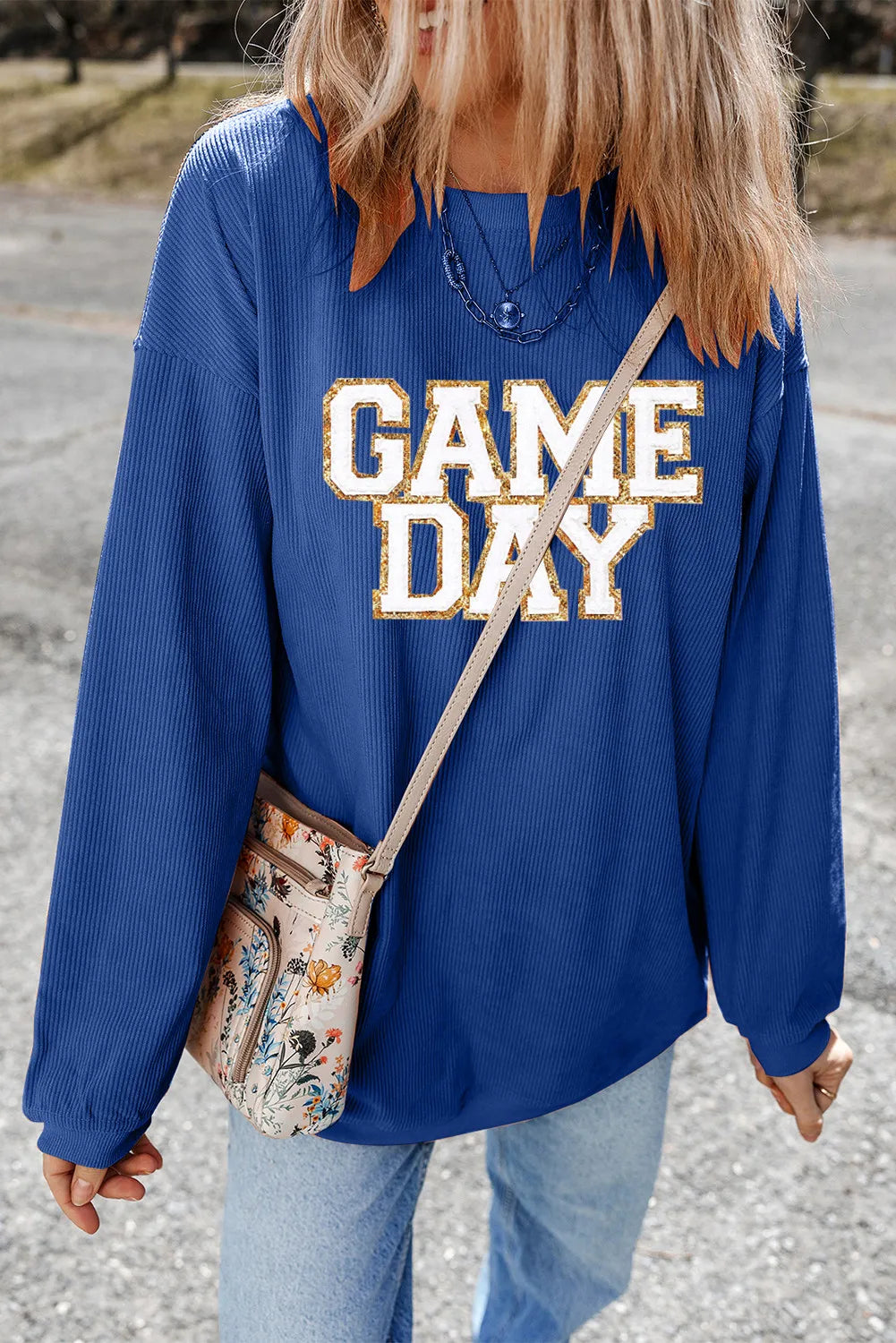 Game Day Round Neck Long Sleeve Sweatshirt – Cozy & Stylish