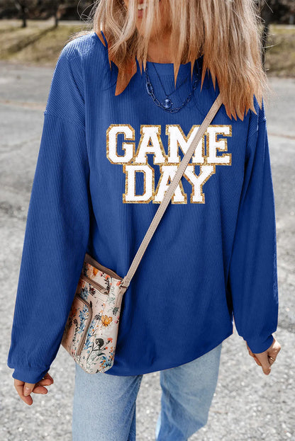 Game Day Round Neck Long Sleeve Sweatshirt – Cozy & Stylish