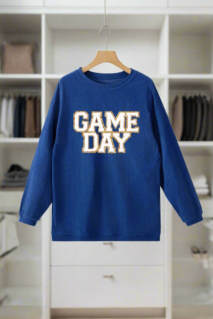 Game Day Round Neck Long Sleeve Sweatshirt – Cozy & Stylish