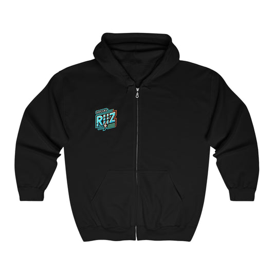 Social Riiz - Front and Back - Full Zip Hooded Sweatshirt