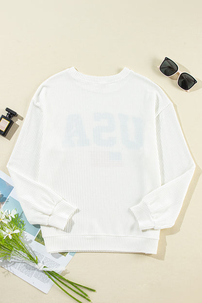 USA Sweater - Letter Graphic Long Sleeve Sweatshirt | Cozy & Stylish