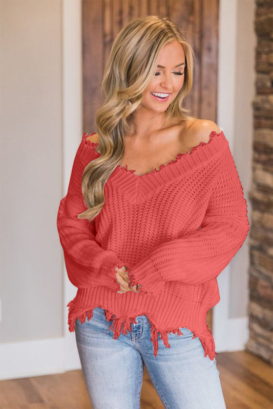 Edge Fray Relaxed Sweater