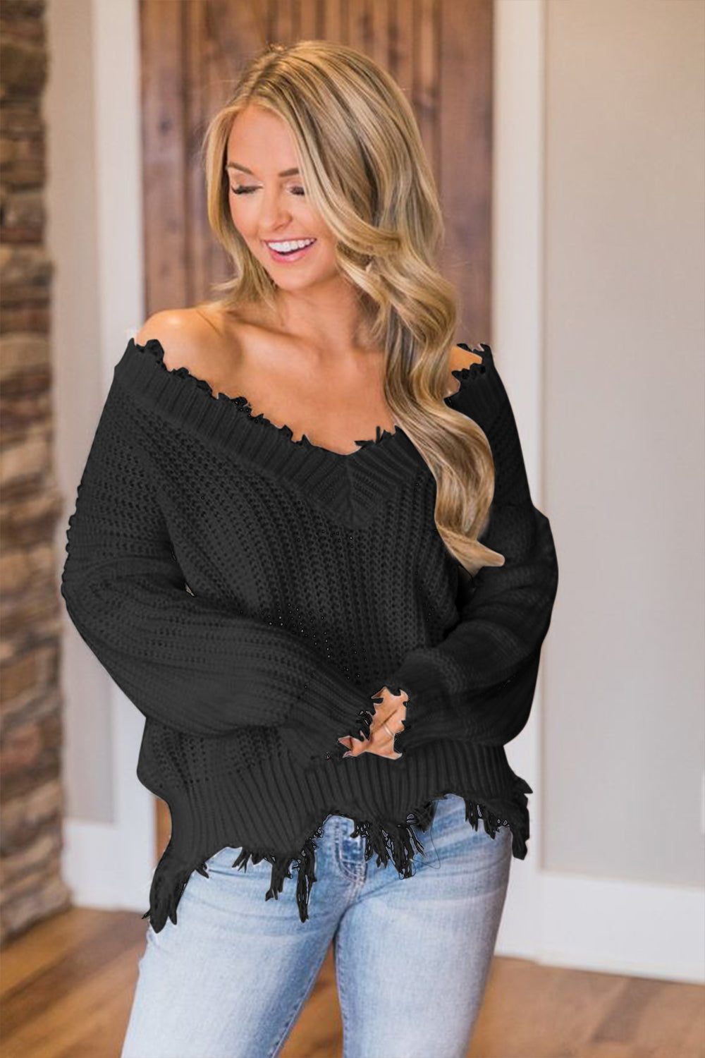 Edge Fray Relaxed Sweater