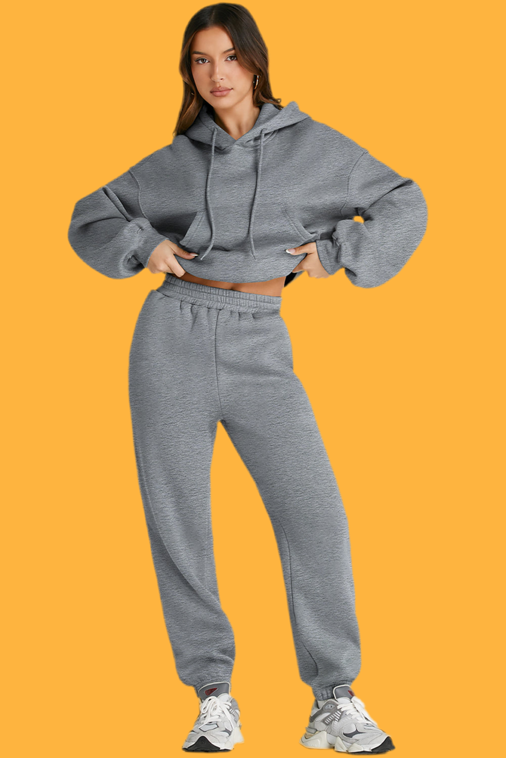 Dropped Shoulder Hooded Top and Pants Active Set