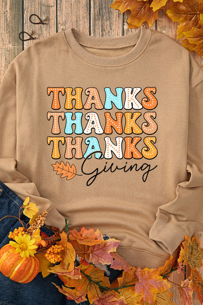 Thanksgiving Round Neck Dropped Shoulder Sweatshirt – Cozy Comfort for the Holiday Season