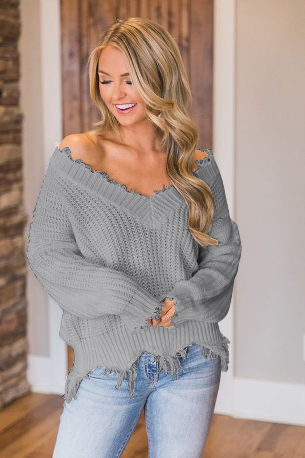 Edge Fray Relaxed Sweater