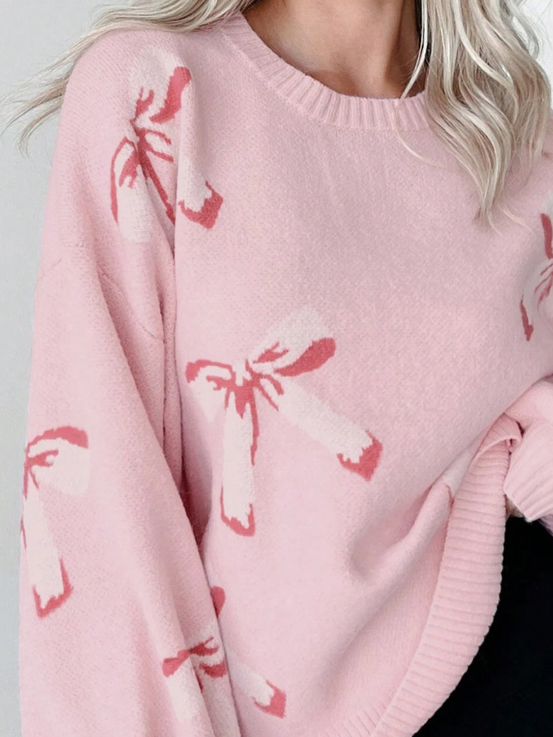 Bow Round Neck Long Sleeve Sweater – Adorably Cute & Stylish