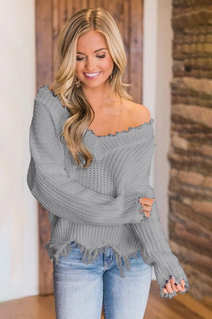 Edge Fray Relaxed Sweater