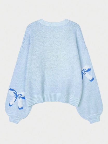 Bow Round Neck Long Sleeve Sweater – Adorably Cute & Stylish