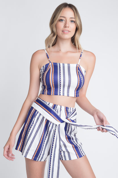 Women's Unique Stripe 2pc Set with Tie