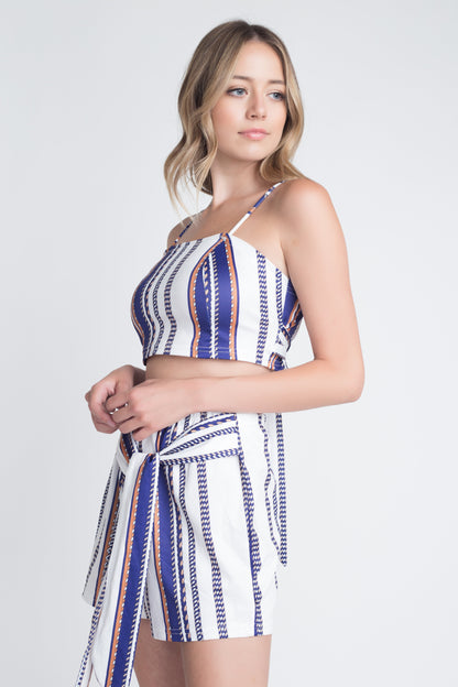 Women's Unique Stripe 2pc Set with Tie