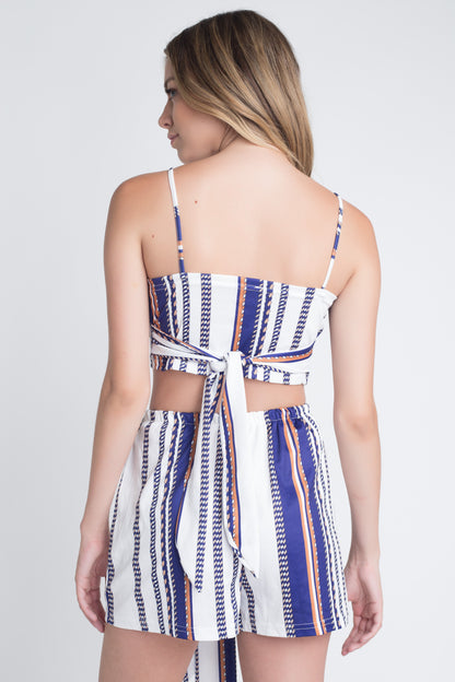 Women's Unique Stripe 2pc Set with Tie