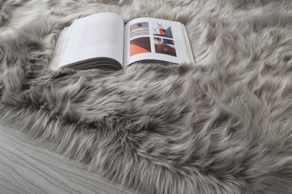 Cozy Ultra Soft Fluffy Faux Fur Light Grey Area Rug