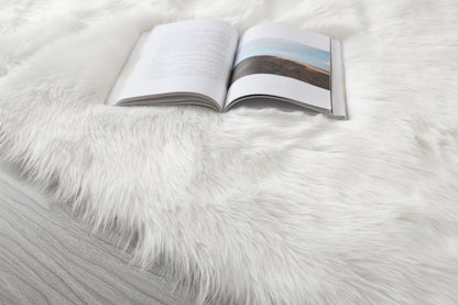 Cozy Ultra Soft Fluffy Faux Fur White Area Rug