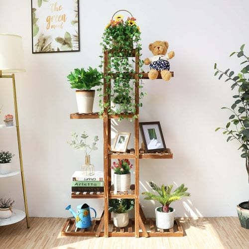 Stylish 6-Tier Wooden Plant Stand – Versatile Indoor & Outdoor Plant Display