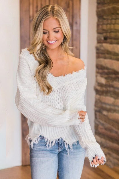 Edge Fray Relaxed Sweater