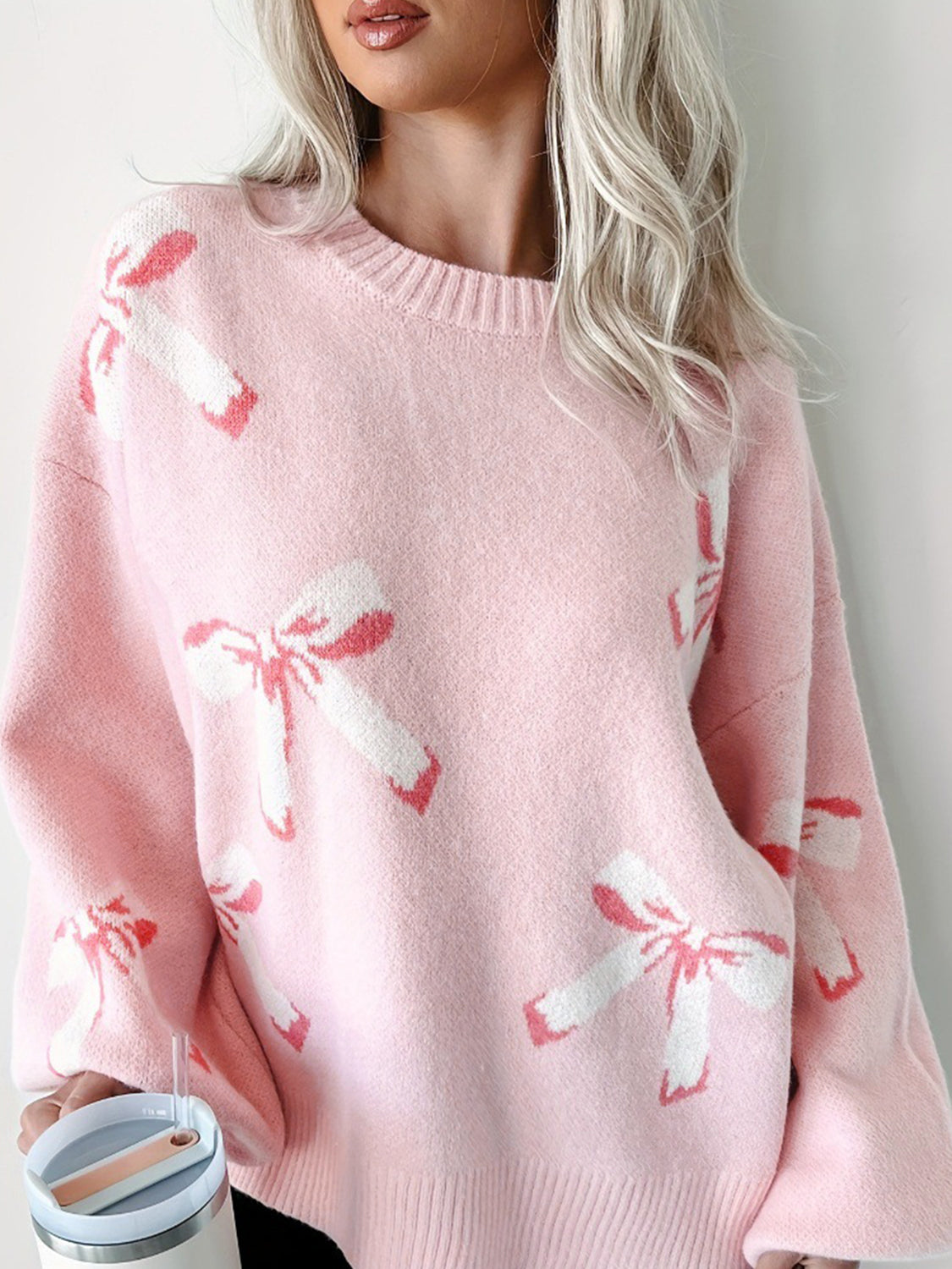 Bow Round Neck Long Sleeve Sweater – Adorably Cute & Stylish