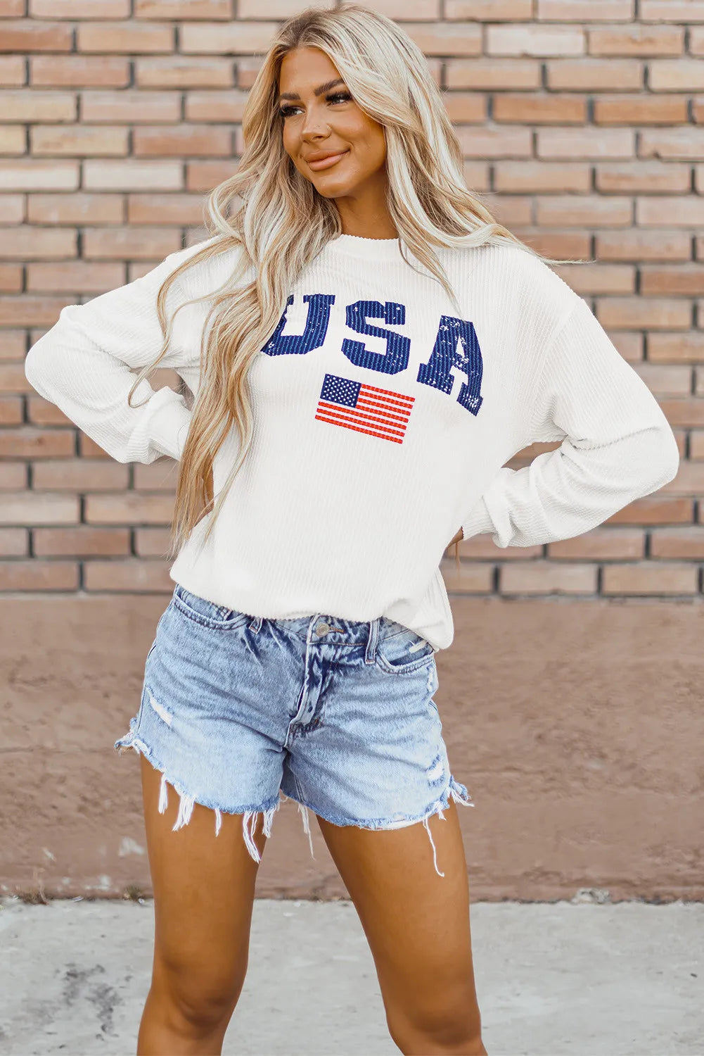 USA Sweater - Letter Graphic Long Sleeve Sweatshirt | Cozy & Stylish