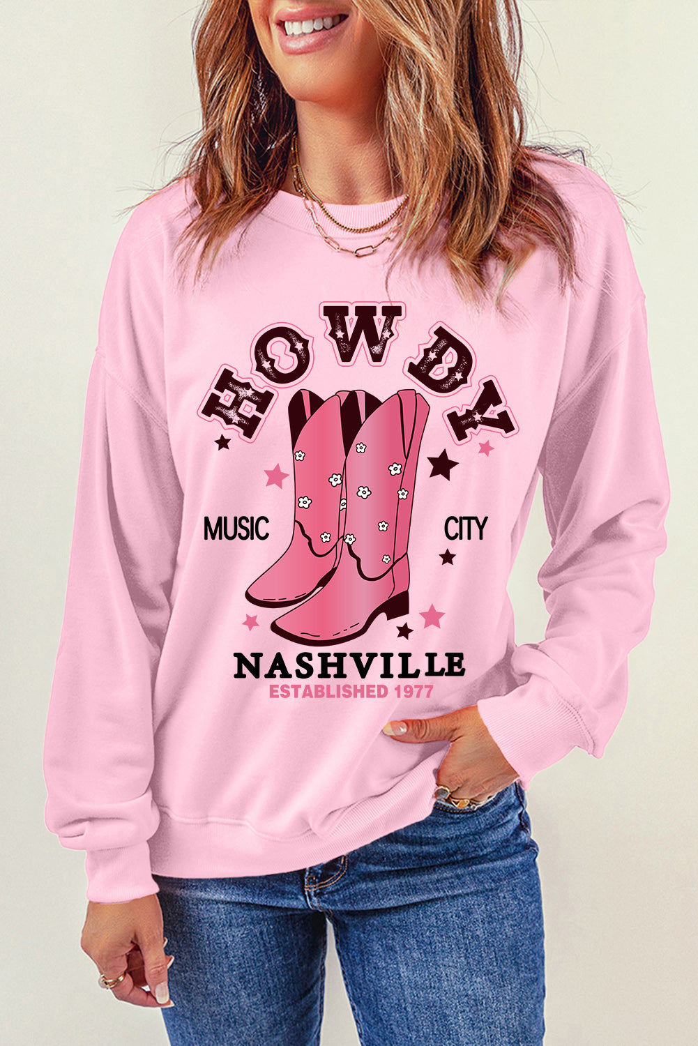 Howdy Cowboy Graphic Dropped Shoulder Sweatshirt