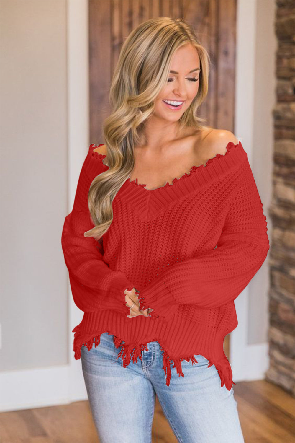 Edge Fray Relaxed Sweater