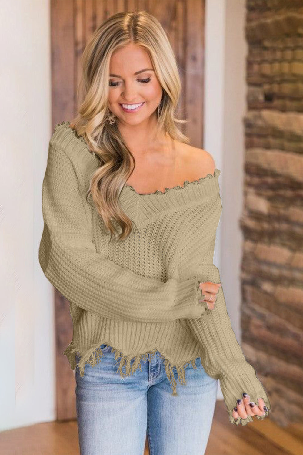 Edge Fray Relaxed Sweater